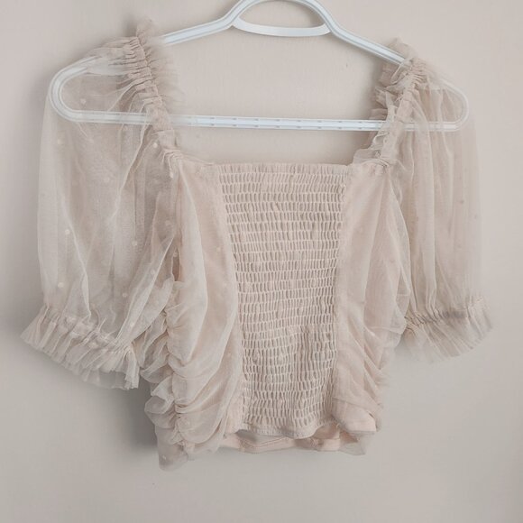 H&m pink chiffon puff sleeve top - Picture 3 of 5